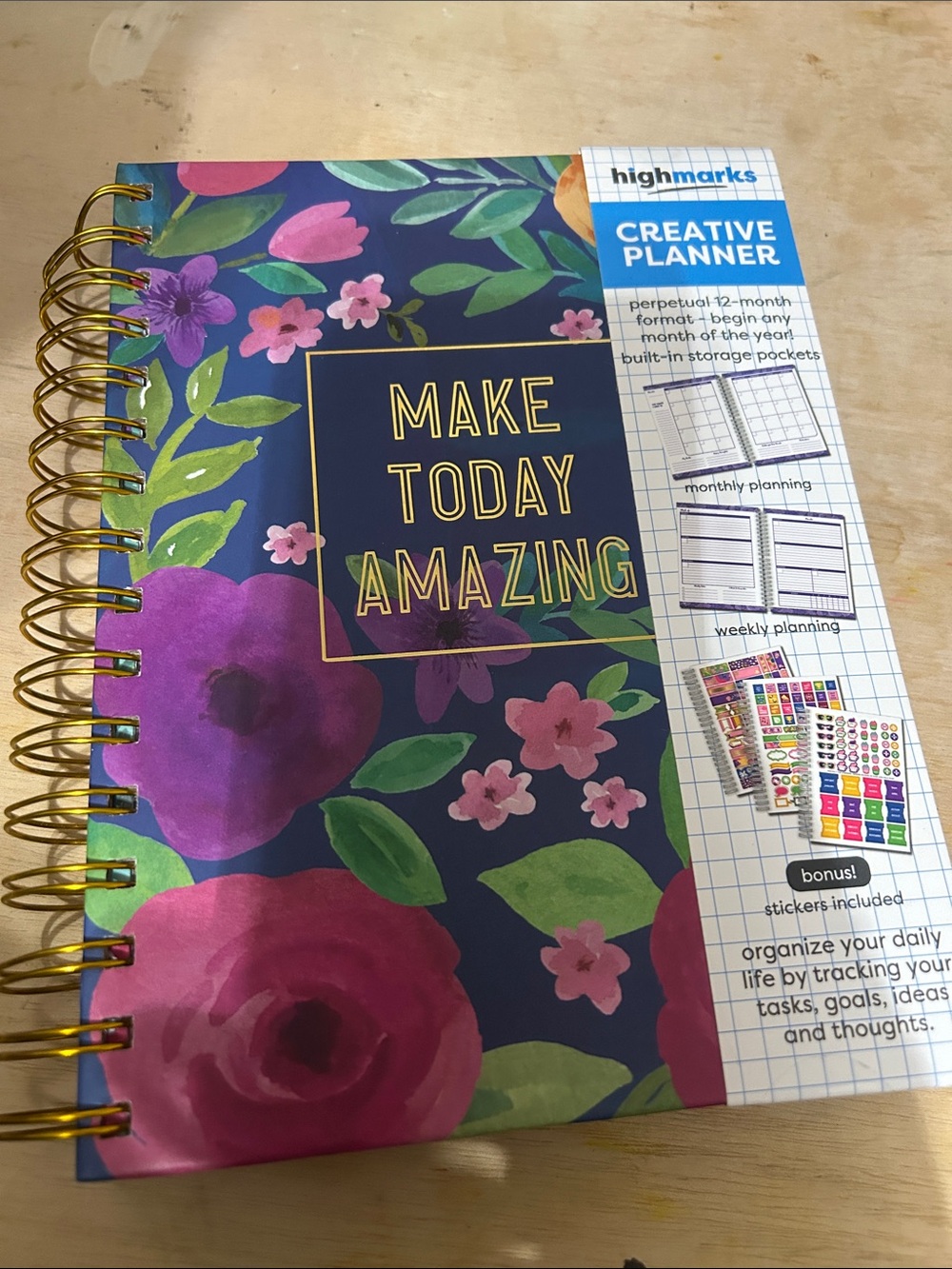 Highmarks 'Make Today Amazing' Floral Creative Planner - Navy & Purple